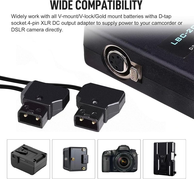 MOMAN TAP2C Dual D-Tap Charger with 4-pin XLR DC Output V-Mount/Gold-Mount Battery Power Adapter for Camera DSLR [DC 16.8V/4A] - Image 3
